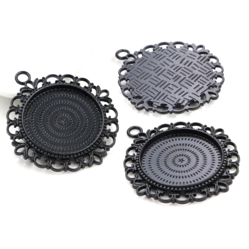 round and oval Bezel settings for necklace pendant making black