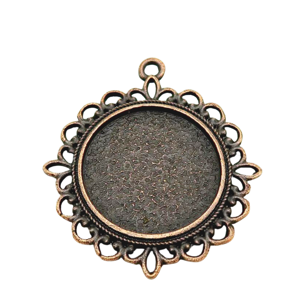 20mm Round Decorative Lace Photo Charm Pendant