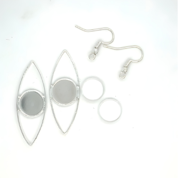 White Smoke 2 PAIRS DIY Earrings Round 12mm Inside