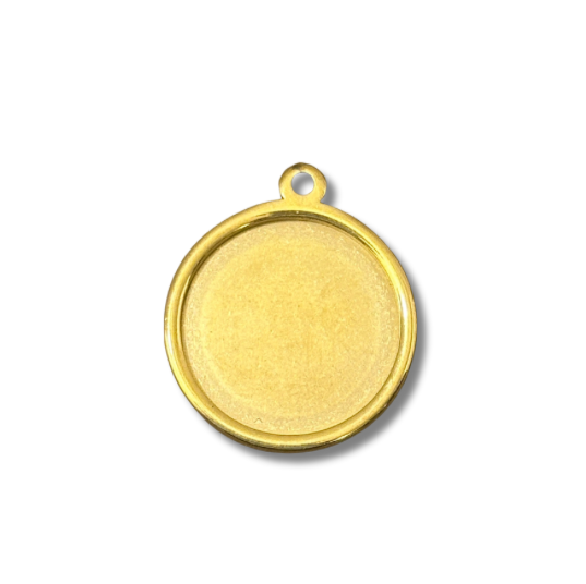 16mm Small Personalized Round Photo Charm for Charm Bracelet – Gold-Plated Stainless Steel