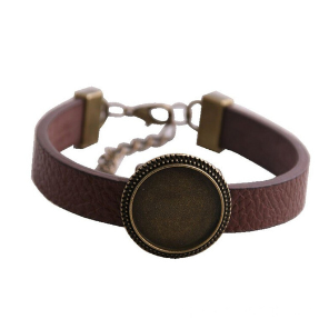 6 Brown Leather Bracelet Kits 18mm DIY Bracelet Making Kit - Perfect Pendants Plus