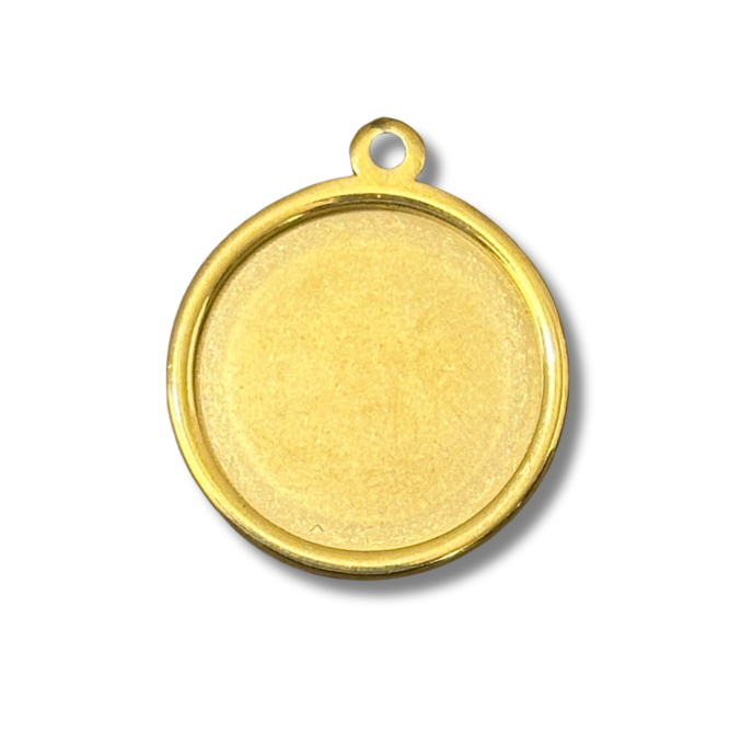 18mm Personalized  Round Photo Charm for Charm Bracelet – Gold-Plated Stainless Steel