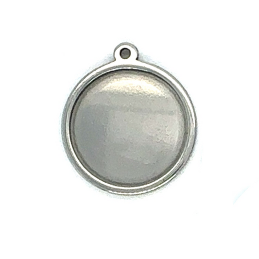 18mm Personalized  Round Photo Charm for Charm Bracelet – Silver-Plated Stainless Steel