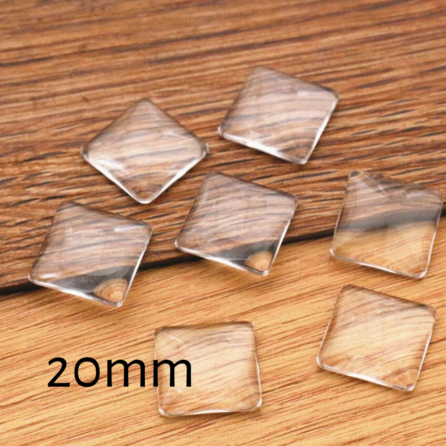 20mm Square Glass Cabochons Tiles - Perfect Pendants Plus