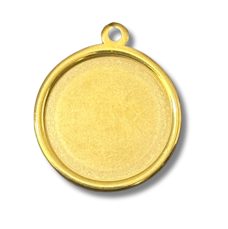 20mm Personalized  Round Photo Charm for Charm Bracelet – Gold-Plated Stainless Steel