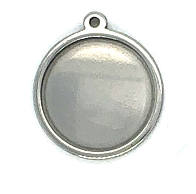 20mm Personalized  Round Photo Charm for Charm Bracelet – Silver-Plated Stainless Steel