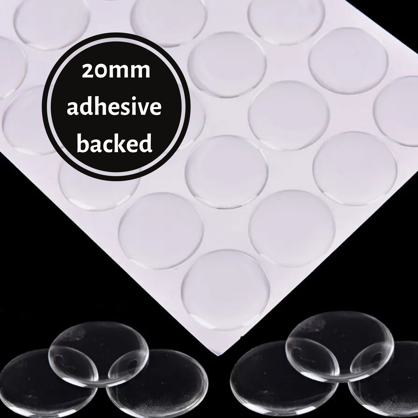 20mm Round Clear Epoxy Sticker Domed Cabochons - Perfect Pendants Plus