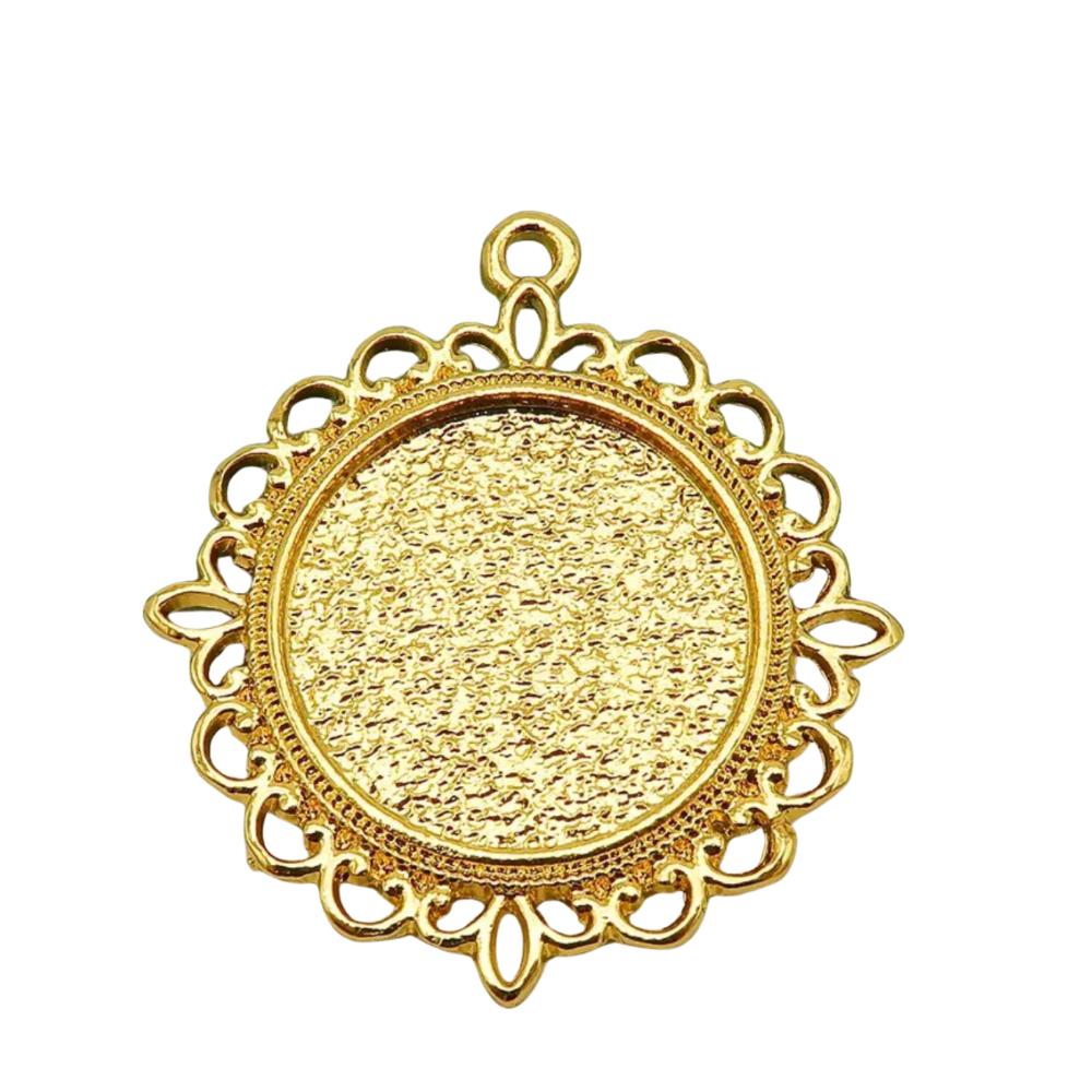 20mm Round Decorative Lace Photo Charm Pendant