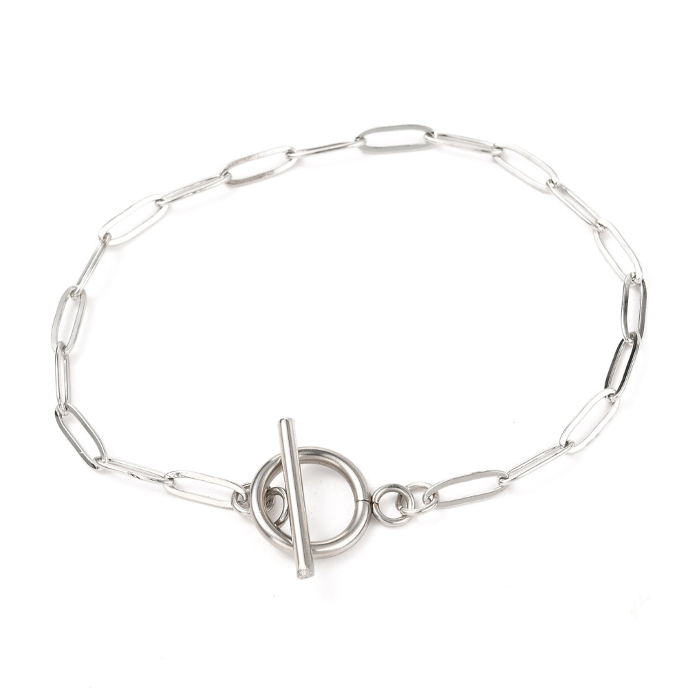 silver charm bracelet paper clip 