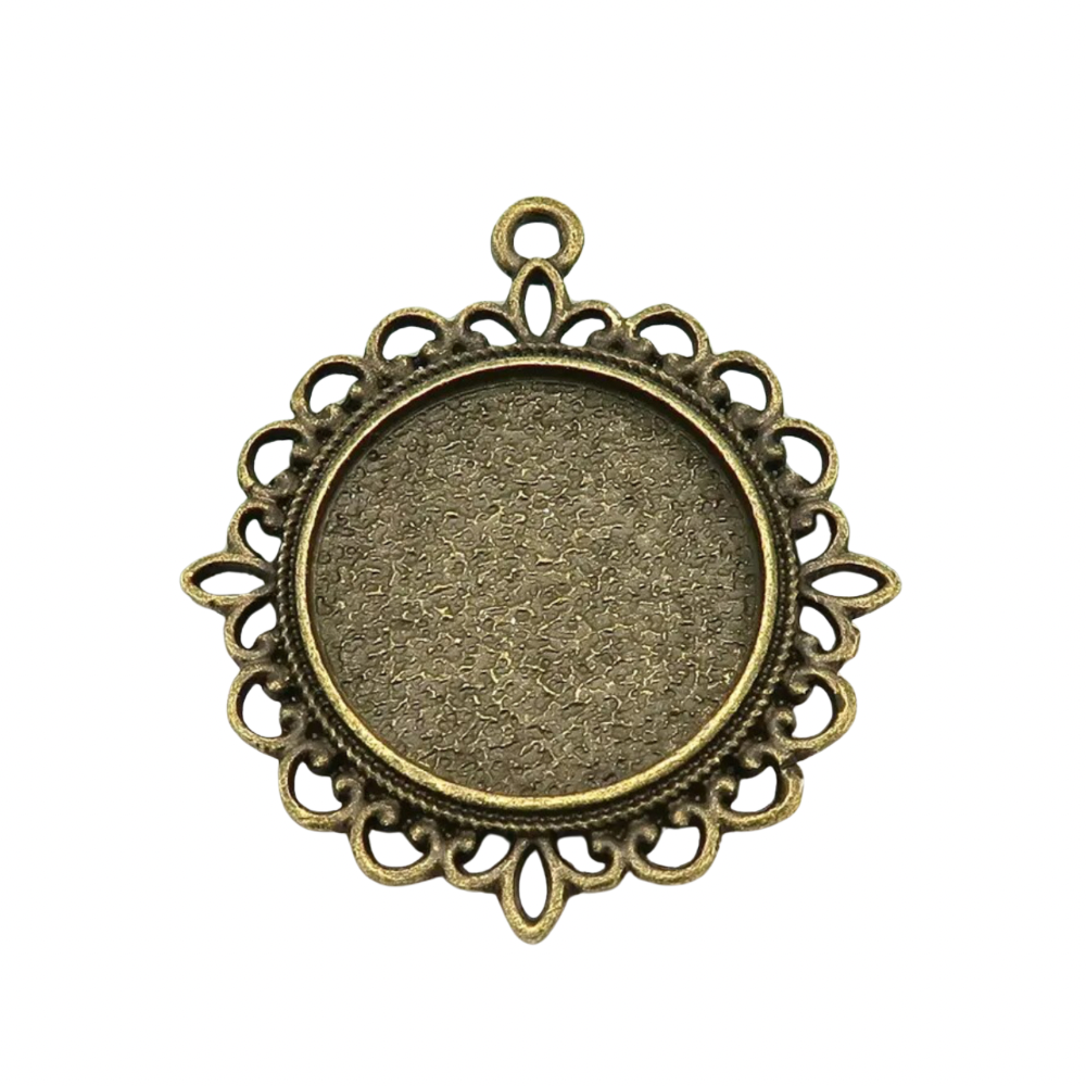 20mm Round Decorative Lace Photo Charm Pendant