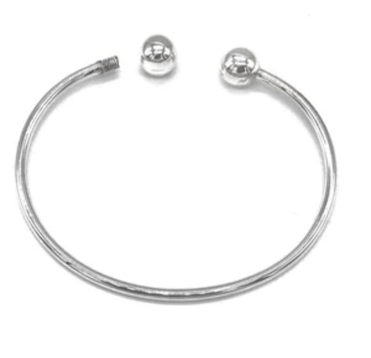 Bangle Add a Charm Bracelet Silver Plated Stainless Steel Adjustable