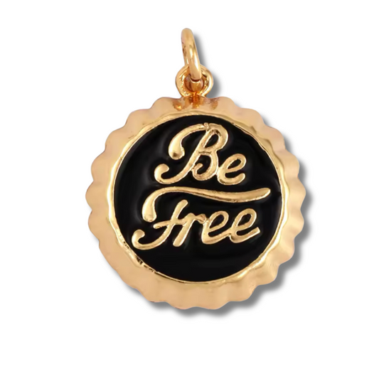 Bottle Cap Gold Be Free Charm – Inspirational Pendant for DIY Charm Bracelets