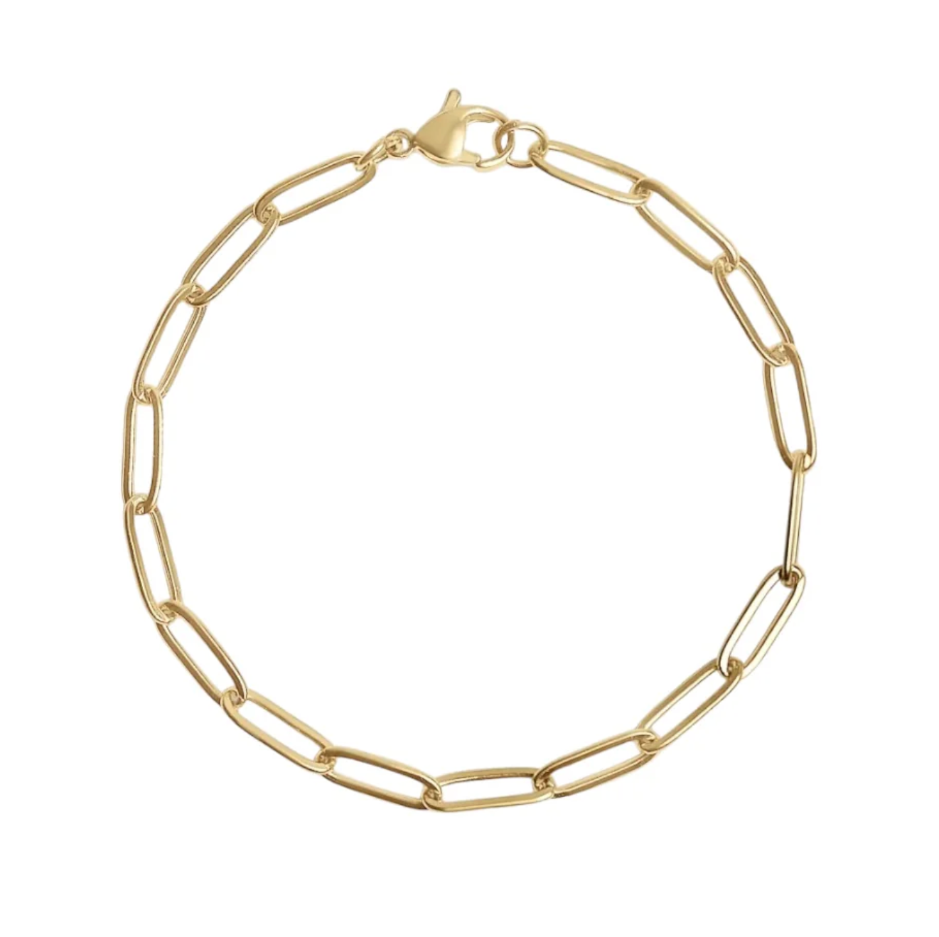 Charm Bracelet Paper Clip Chain Lobster Clasp Gold Stainless Steel