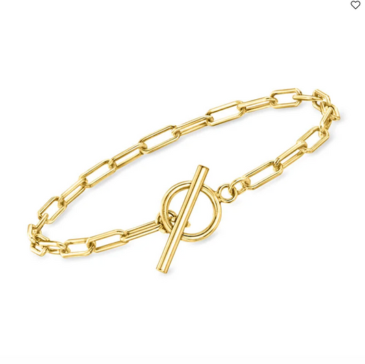 Charm Bracelet Paper Clip Style make your own charm bracelet Chain Toggle Clasp Gold Stainless Steel