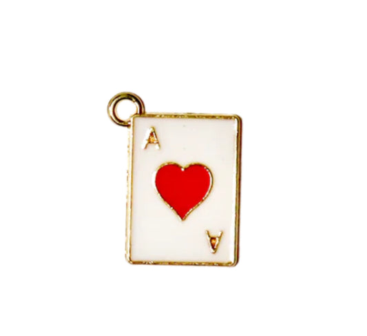 Gold Ace of Hearts Playing Card Charm – Enamel Poker Pendant for Charm Bracelets