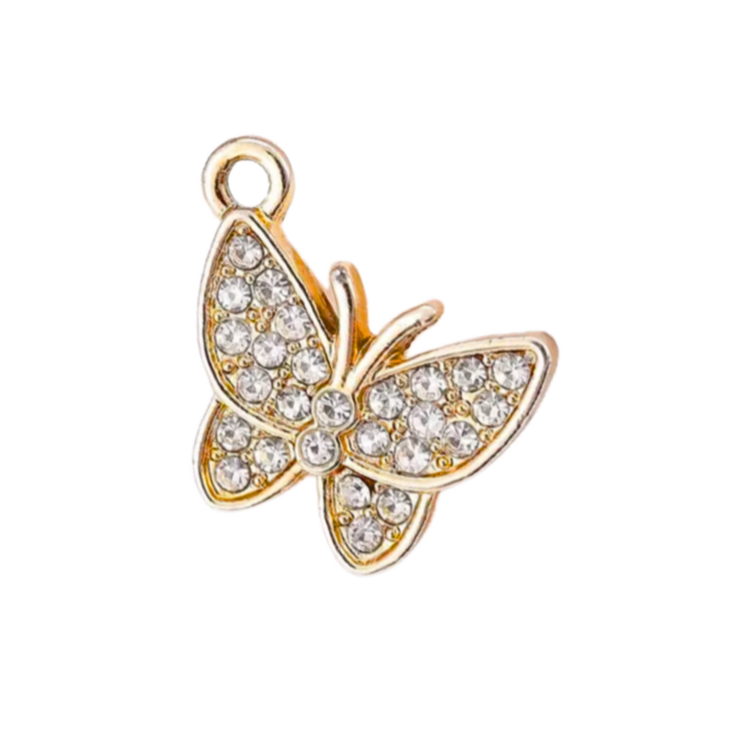 Gold Butterfly charm with rhinestones – Charm Bracelet making