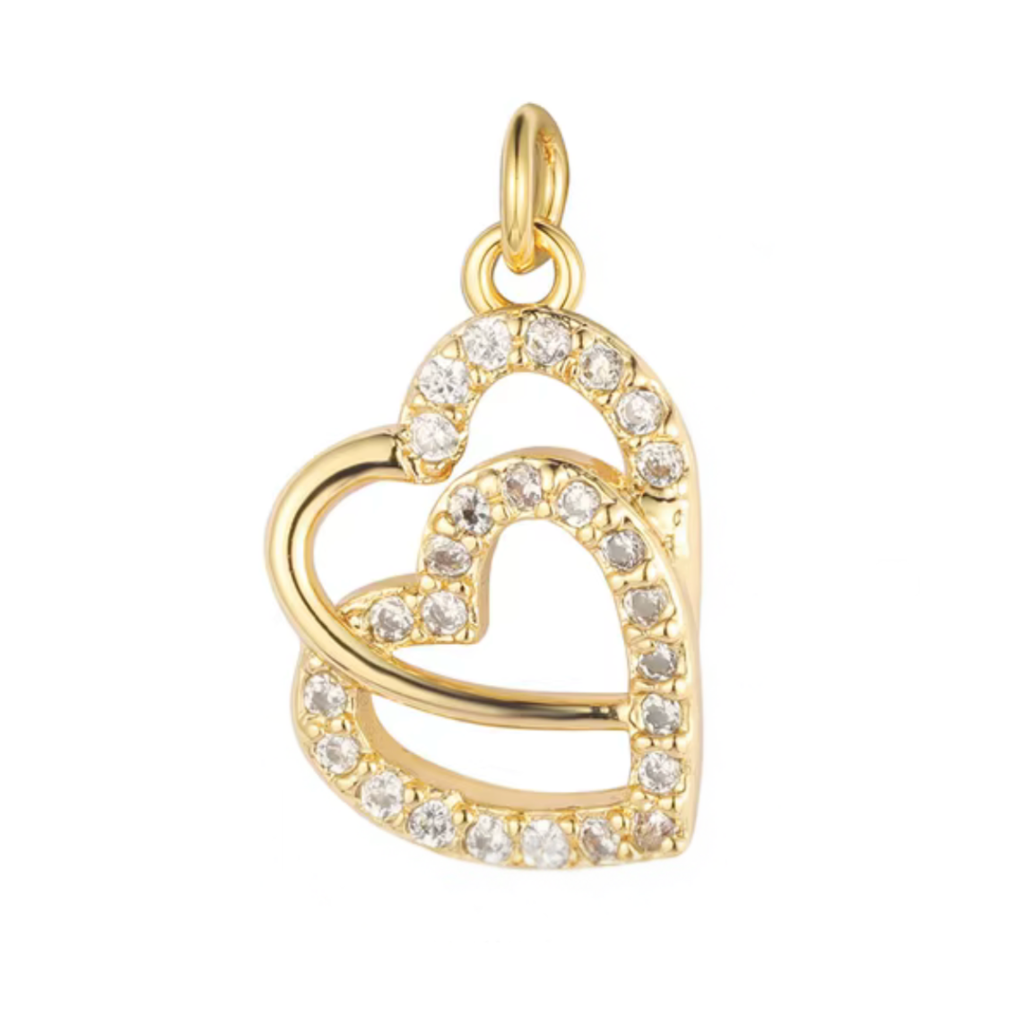 Gold Intertwined Hearts Charm  for Bracelets, Necklaces, and Keepsakes