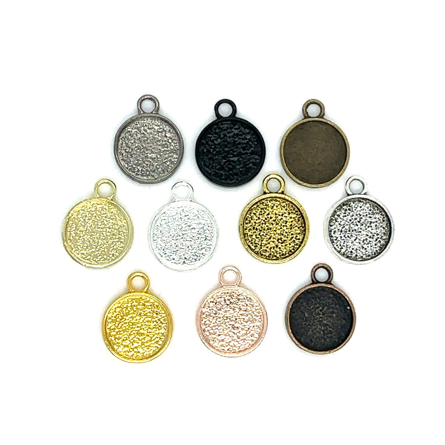 12mm Small Round Bezel Pendant Blank with Top Loop