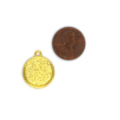 16mm round blank charm setting pendant Gold