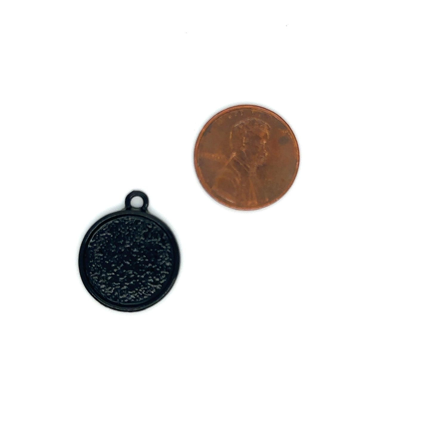 16mm round blank charm setting pendant Black