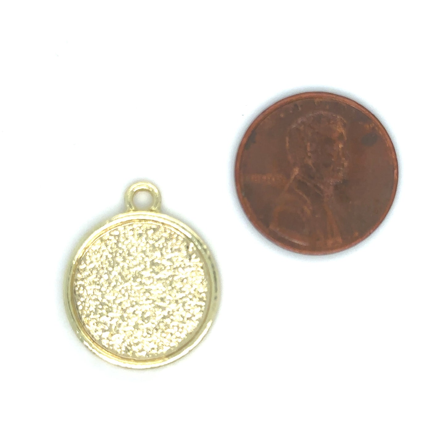 16mm round blank charm setting pendant Light Gold