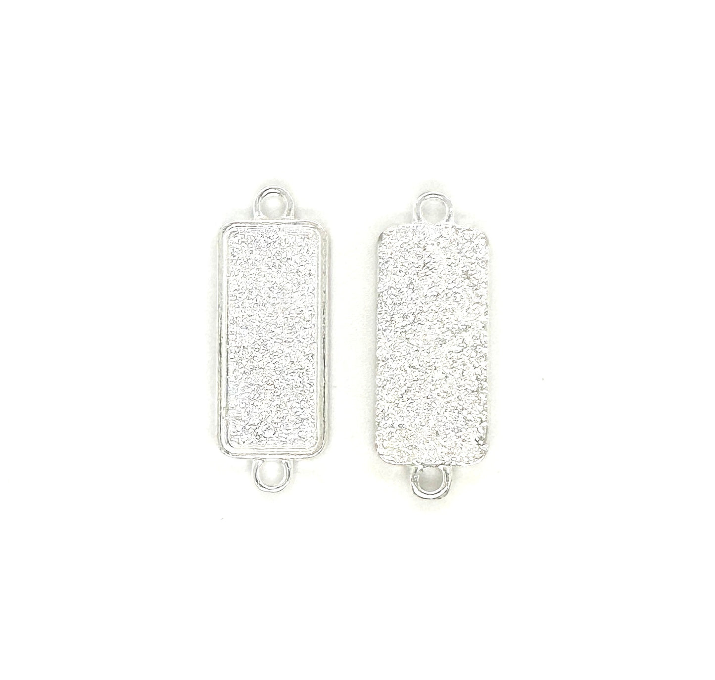 Bracelet Connector Rectangle Bezels Side Loop Horizontal