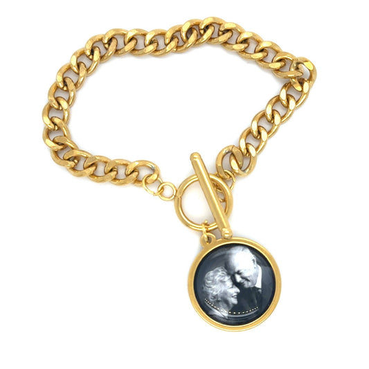 Charm Bracelet with Photo Pendant Gold - Perfect Pendants Plus