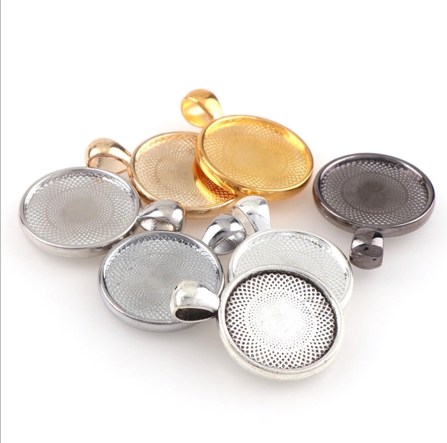 25mm 2 sided Round Pendant Bases 1 inch Double sided - Perfect Pendants Plus