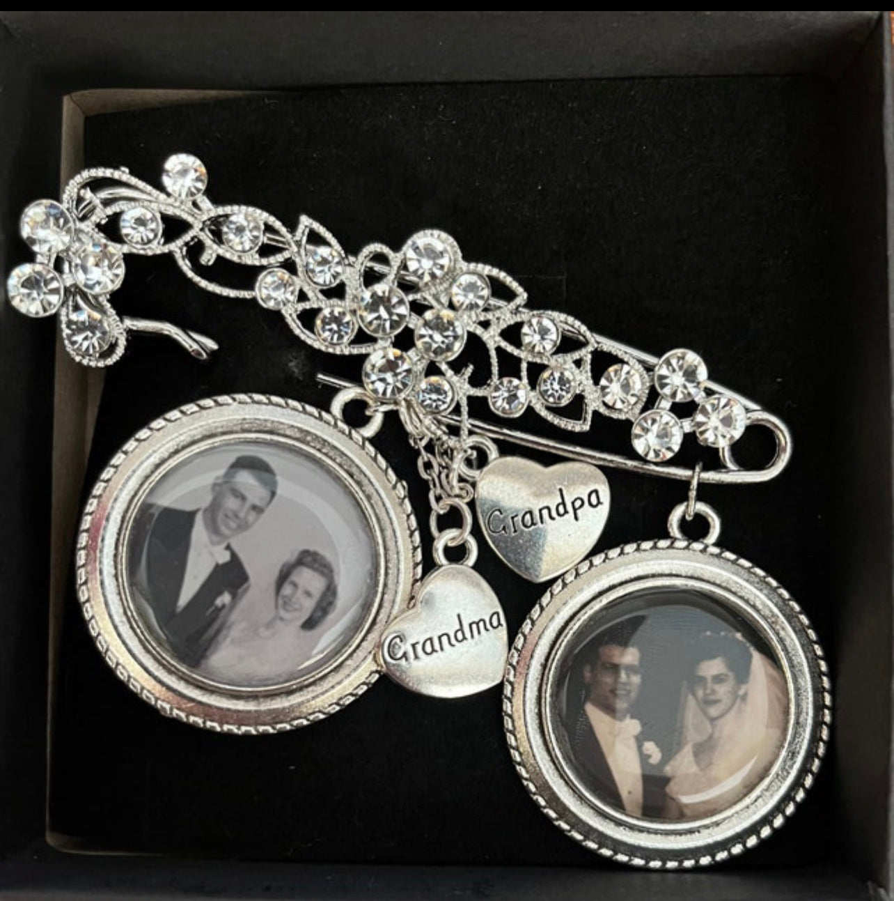 Beautiful Silver Rhinestone Brooch Pin Vintage Inspired - Perfect Pendants Plus