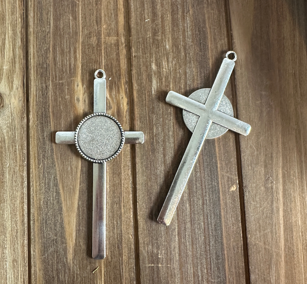 Extra Large Cross Blank Pendant cabochon setting 65x40mm Silver