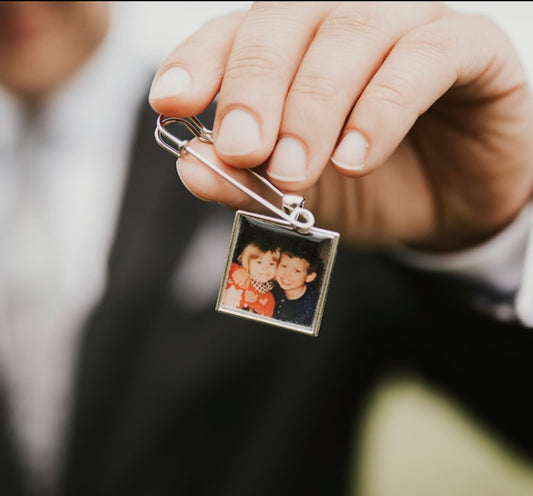 photo charm pendant for  boutonniere memorial keepsake and pin