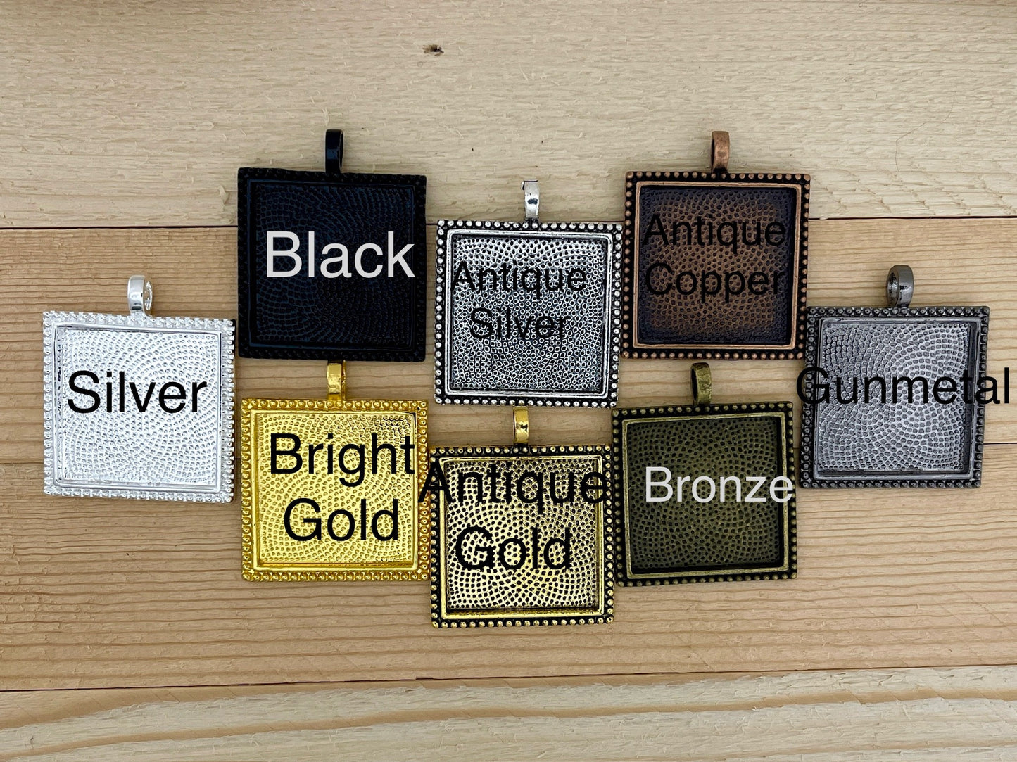 25mm Square Beaded Edged Pendant Frame 1 inch - Perfect Pendants Plus