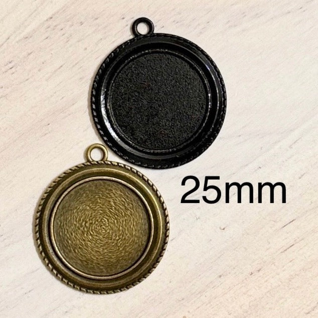 12- 25mm Round Double Edge Rope Edge Pendants Trays - Perfect Pendants Plus