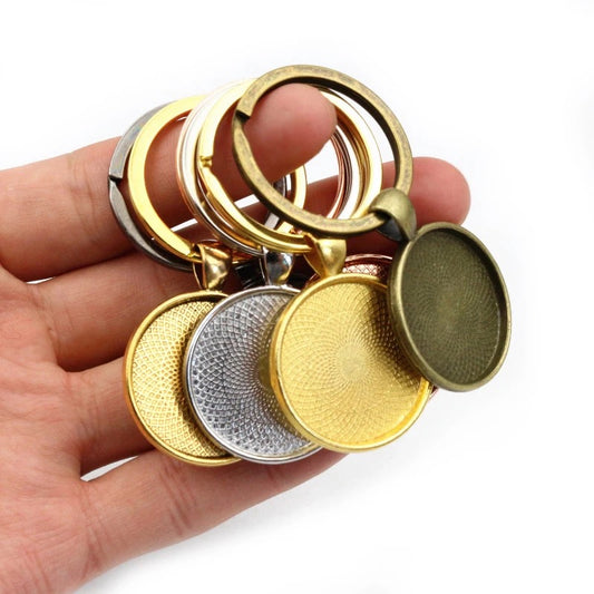 Key Chain Making Kits 30mm Round Pendants, Glass, & Key Rings