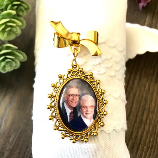 Personalized Photo Memorial Charm with Brooch