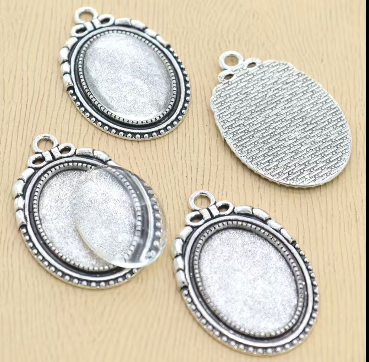 6 Oval 18x25mm Decorative Bow Edged Pendant - Perfect Pendants Plus
