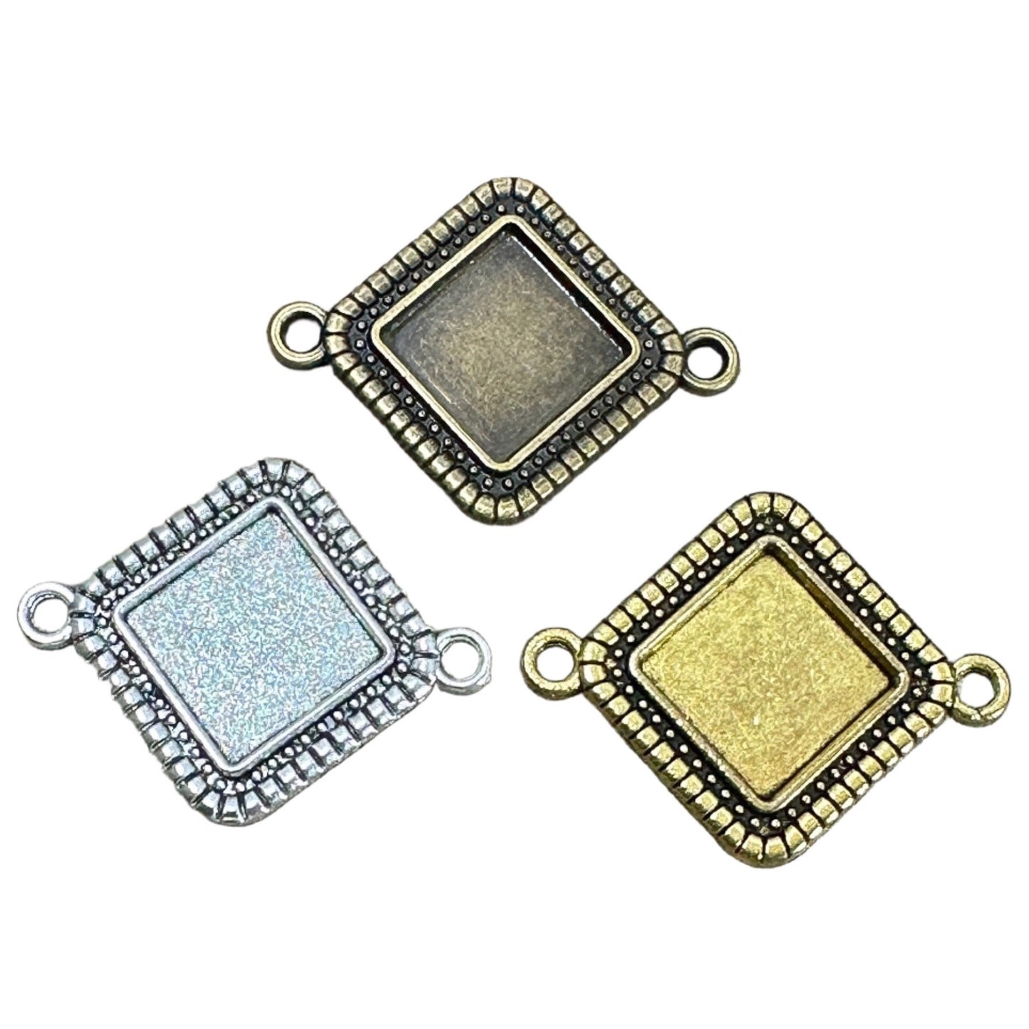 15mm Square Connector Blank Pendant Diamond Shaped - Perfect Pendants Plus
