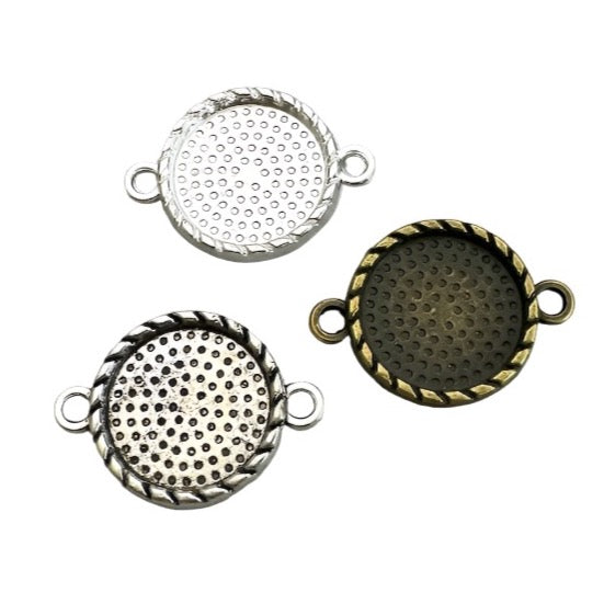 12 - 16mm Small Round Braided Edge Connector Bezel Settings - Perfect Pendants Plus