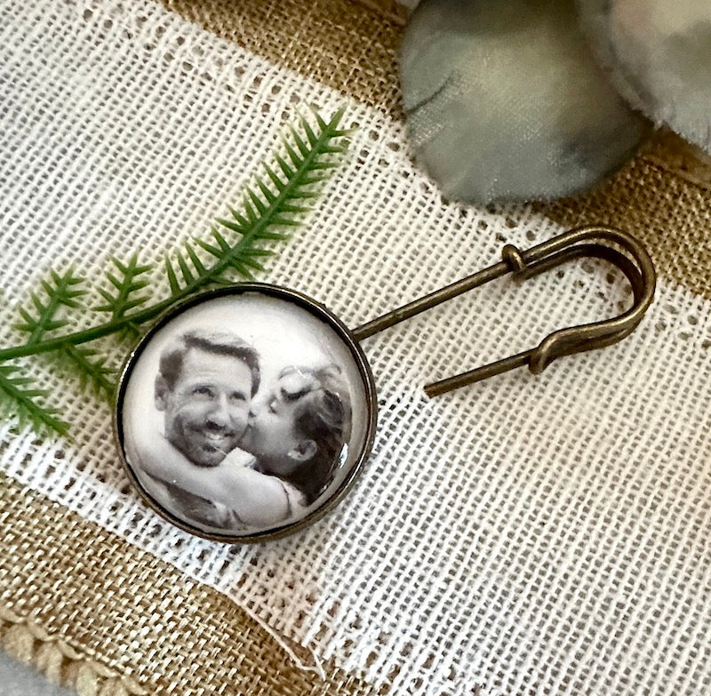 Memorial Pin Brooch with Photo