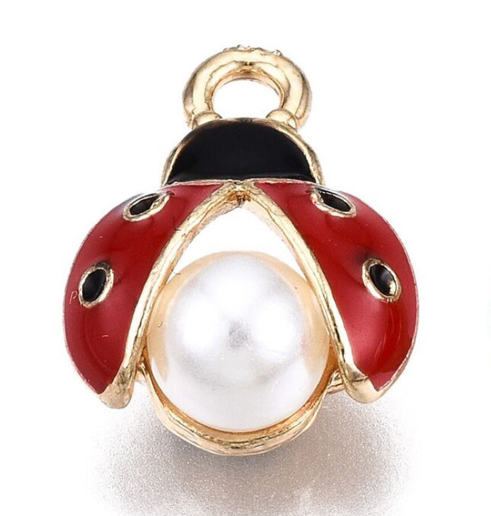 14kt Gold Plated Small Ladybug Pearl Charm
