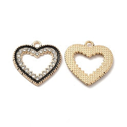 Gold Heart Crystal Charm Black Rhinestone for Bracelets
