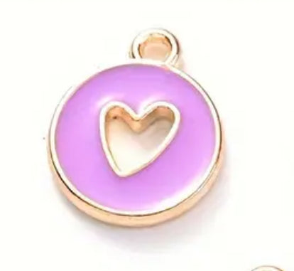 Lavender Heart Cutout Charm – 10mm Gold-Plated Stainless Steel Pendant