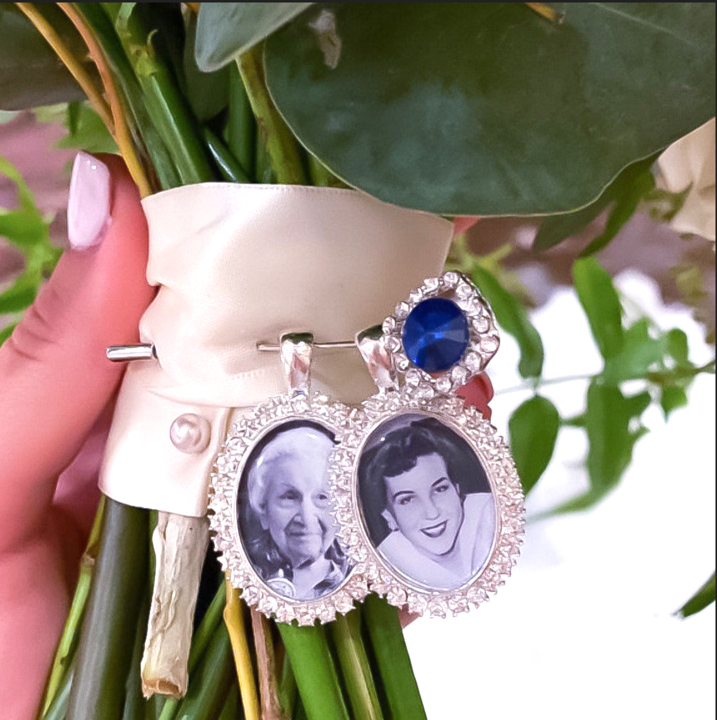 In memory of loved one wedding Something Blue photo charm bride bouquet Gift bridal shower 