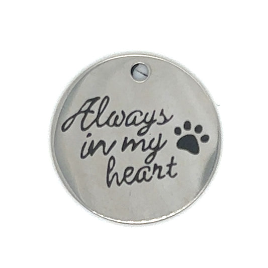 Loss of Pet Charm "Always on my Mind" Graduation Wedding Bouquet Silver