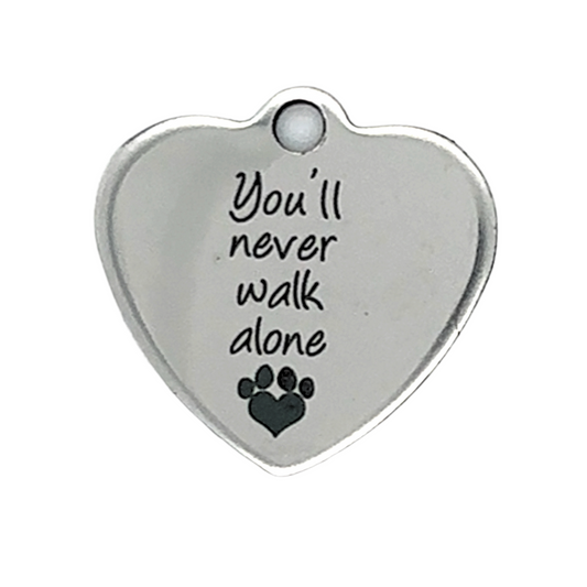 Loss of Pet silver heart charm You will never walk alone