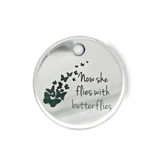 Now She Flies With Butterflies: Sentiment Memorial Charms - Perfect Pendants Plus