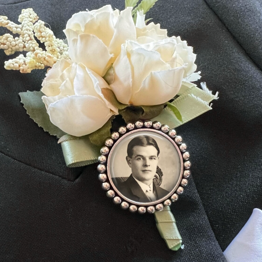 Personalized Silver Lapel Pin with Photo - Perfect Pendants Plus