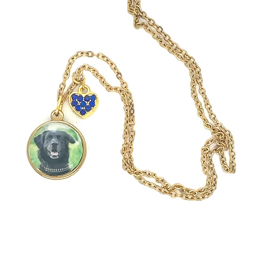 Pet Photo Necklace with Heart Charm