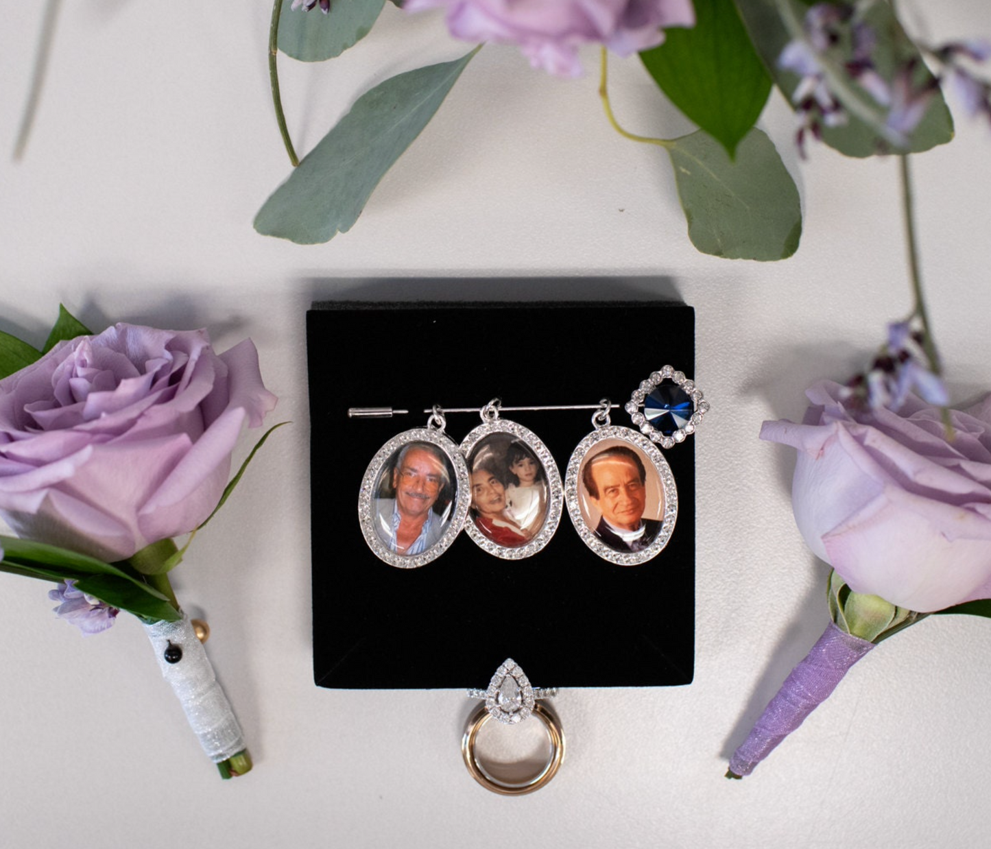 Wedding Memorial Loss of Loved One Photo Charm Something Blue Pin