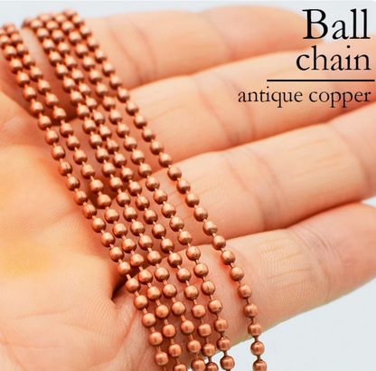 red antique copper ball chain necklace 24 inch